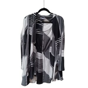 Black & White Patchwork Women's Open Cardigan Size Large Passion Concept🖤
